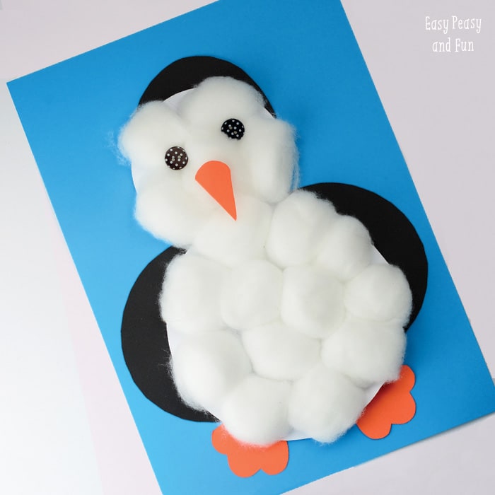 Penguin Cotton Ball Craft