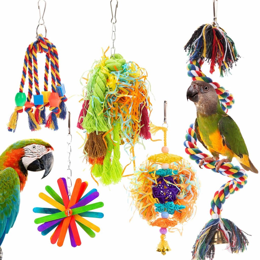 Chewing,Hanging Toy Parrot Nest Suitable for A Wide Variety of Large and Small Parrots and Birds. Bvanki Parrot Toy Colurful Rainbow Bridge 