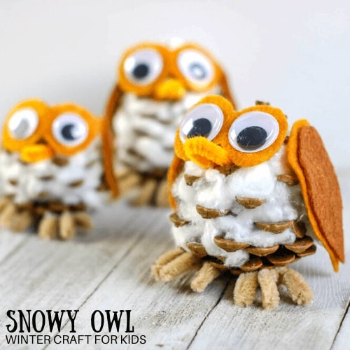 Snowy Owl Pinecone Crafts
