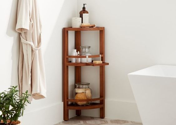 13 Bathroom Corner Shelves For Extra, Small Bathroom Corner Cabinet Ideas