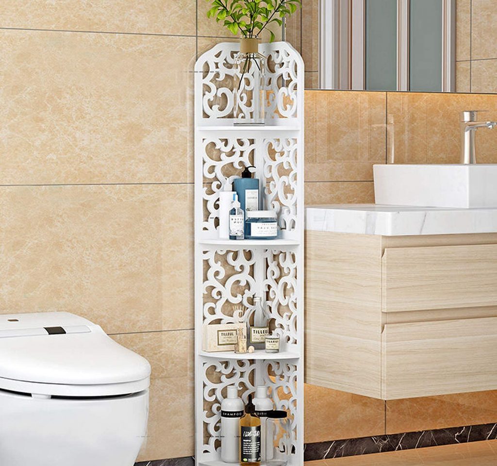 4 Tier Plastic Bathroom/Washroom Corner Shower Shelf Rack Stand Caddy Organizer 