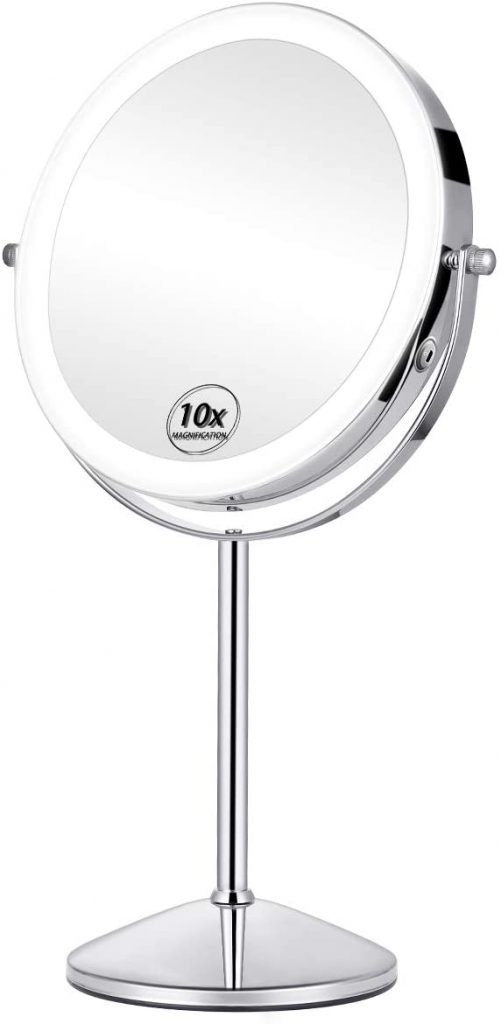 KEDSUM Rechargeable 1X and 10X Lighted Magnifying Vanity Mirror