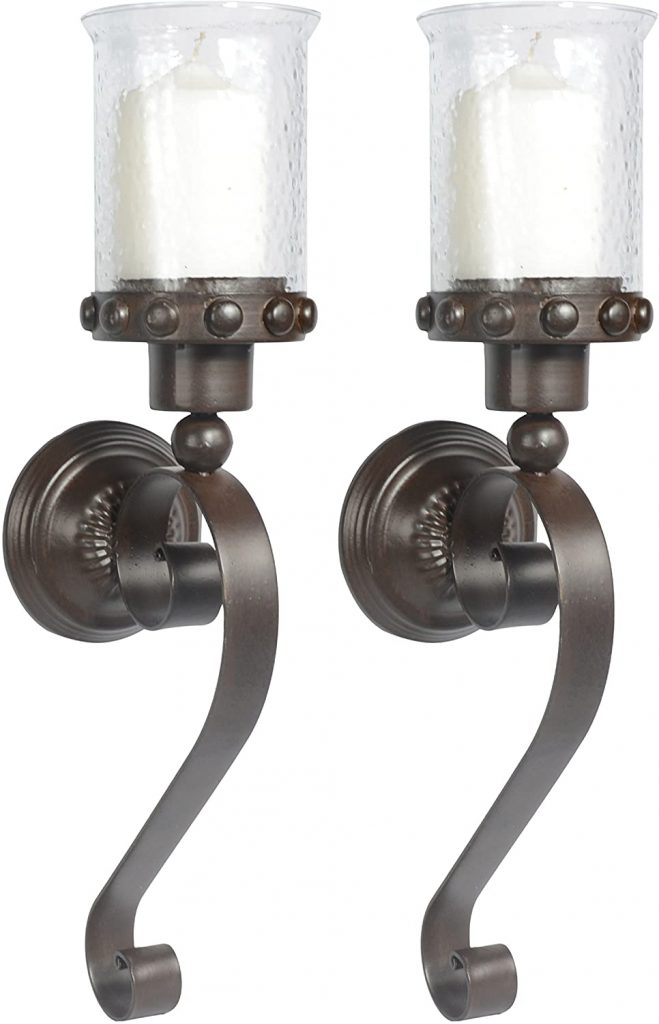 Set of 2 - Metal and Glass Candle Sconces by Ten Waterloo