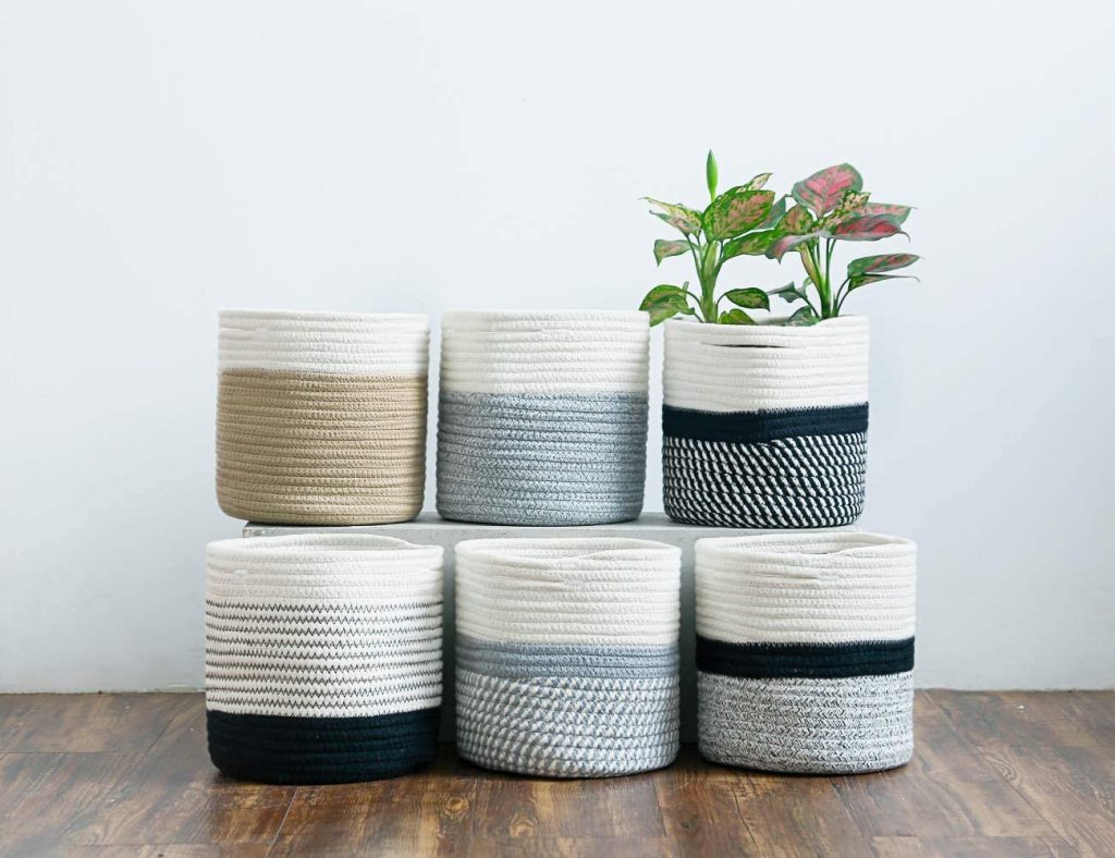 Cotton Rope Woven Indoor Plants Basket