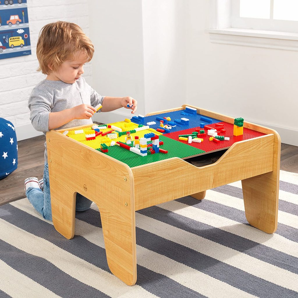 Reversible Top Activity Table with 200 Building Bricks