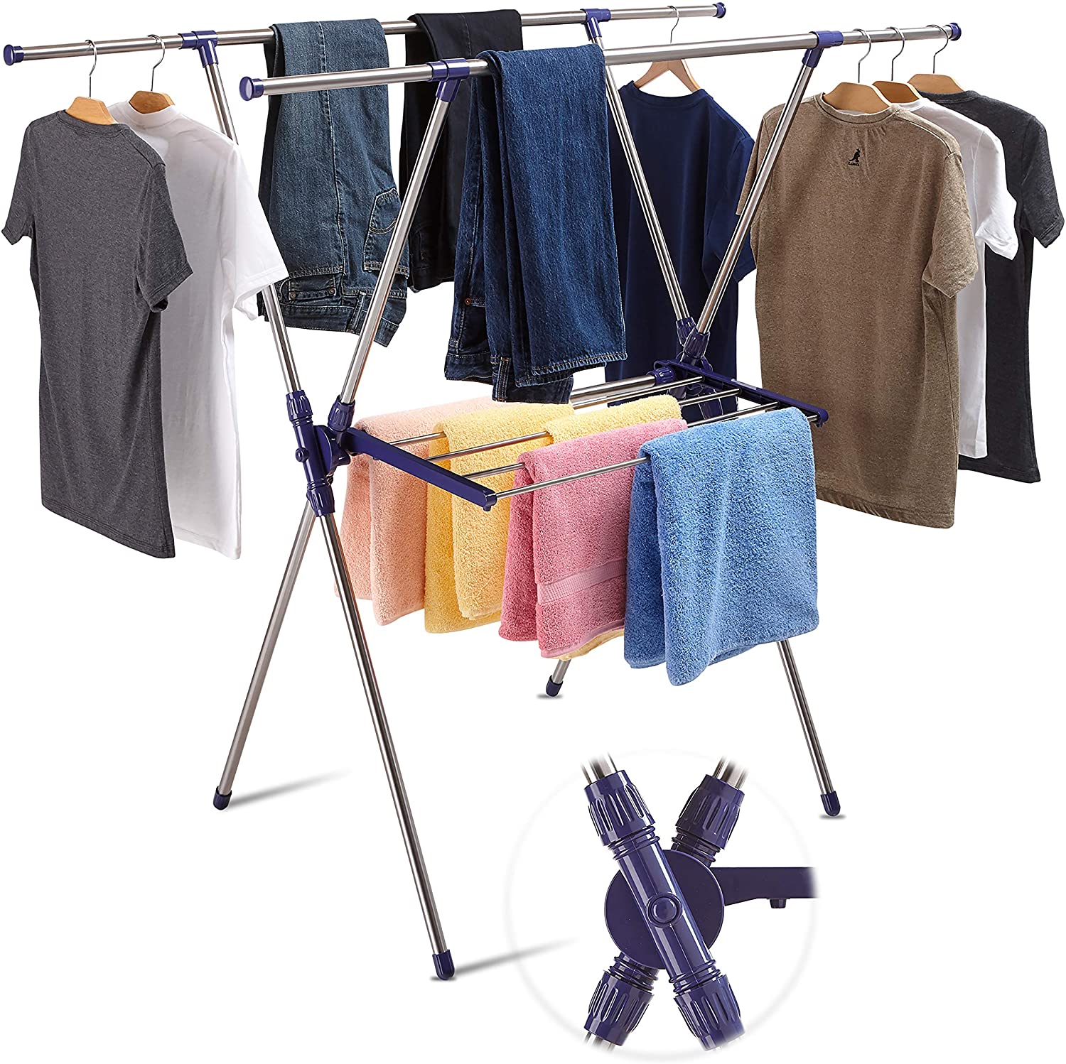 Mainstays Space Saving 2 Tier Tripod Hanging Clothes Drying Rack Steel 