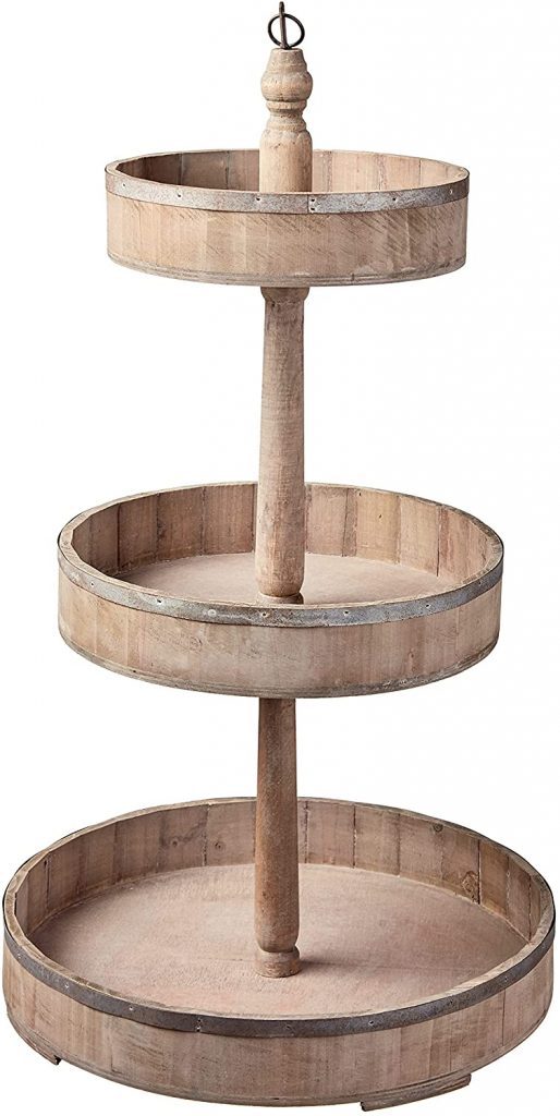 Creative Co-op DE0574 Decorative Wood and Metal 3-tiered Tray 