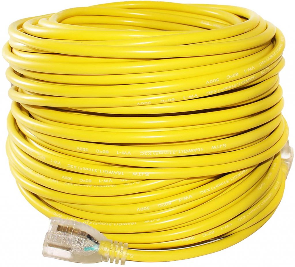 LifeSupplyUSA 200 ft. Yellow-colored Extension Cord 14/3 SJTW with Lighted end 