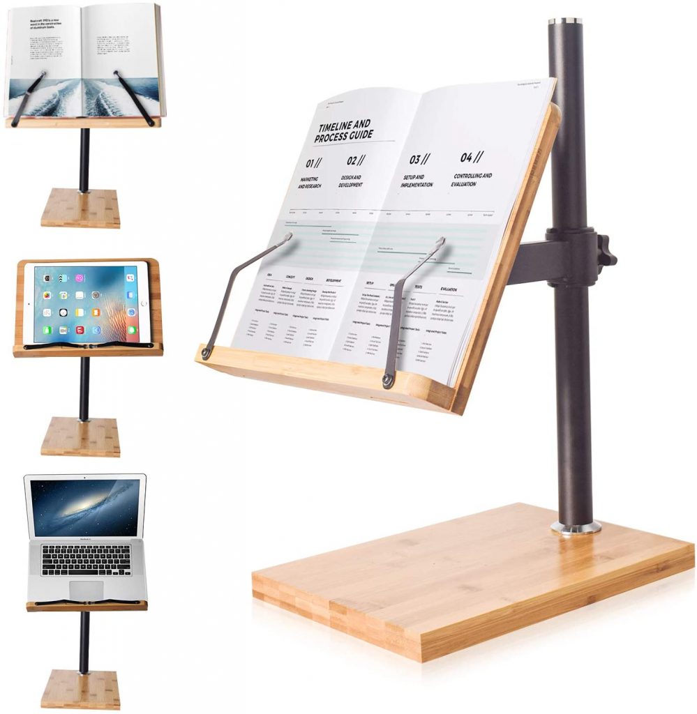 wishacc Upright Bamboo Book Stand &amp; Holder