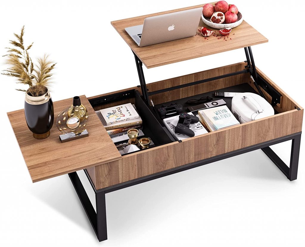 WLIVE Wood Lift Top Coffee Table with Hidden Storage Compartment