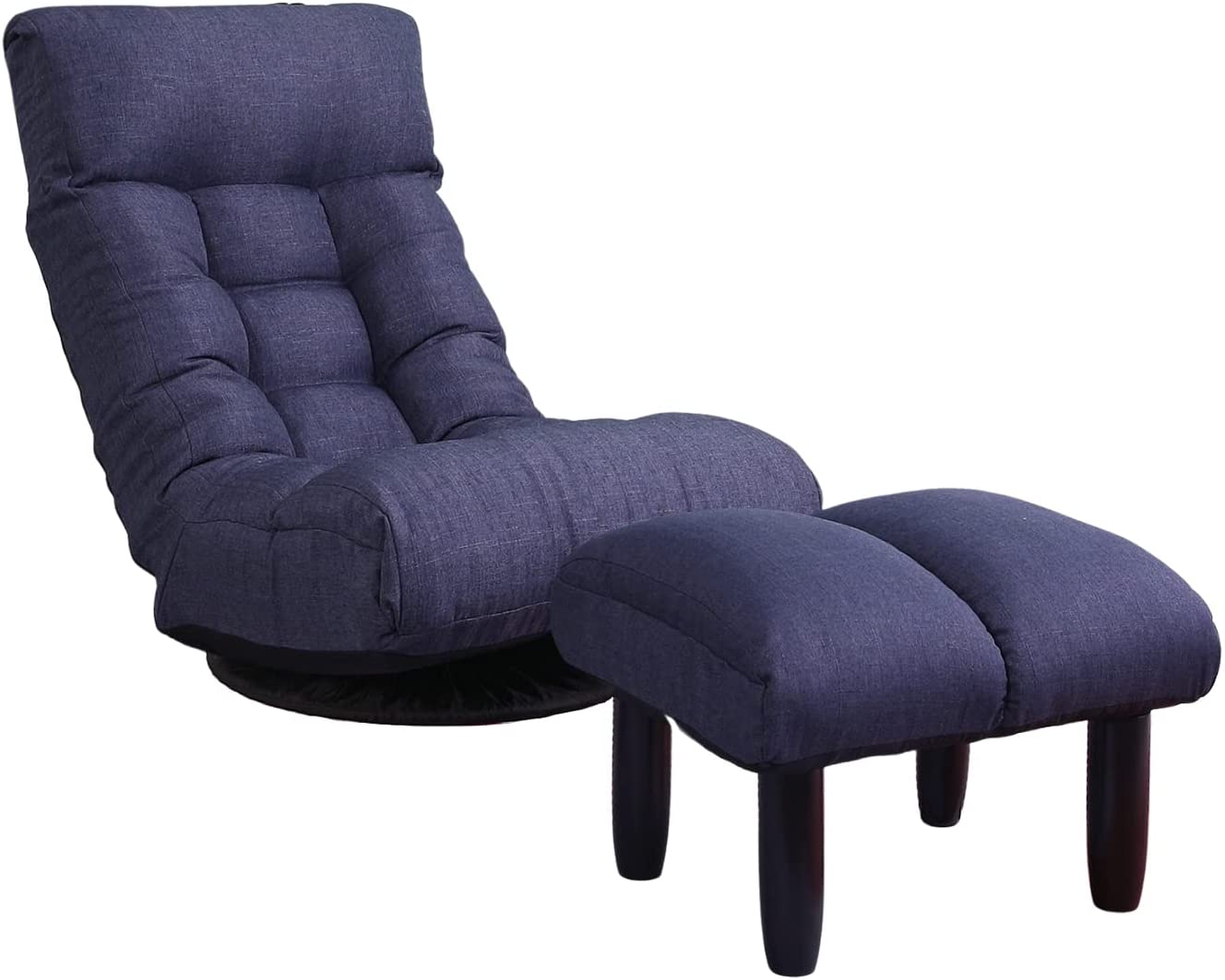 Swivel Floor Chair with Cushioned Stool