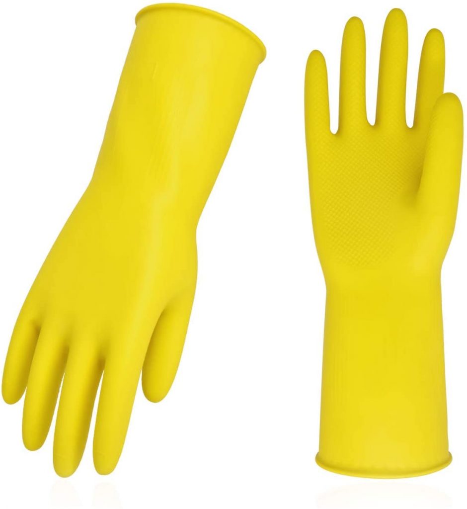 Dishwashing Gloves riutilizzabile impermeabile antiscivolo in gomma Casa cucina pulizia guanti con fodera per donne car-washing 5 paia 