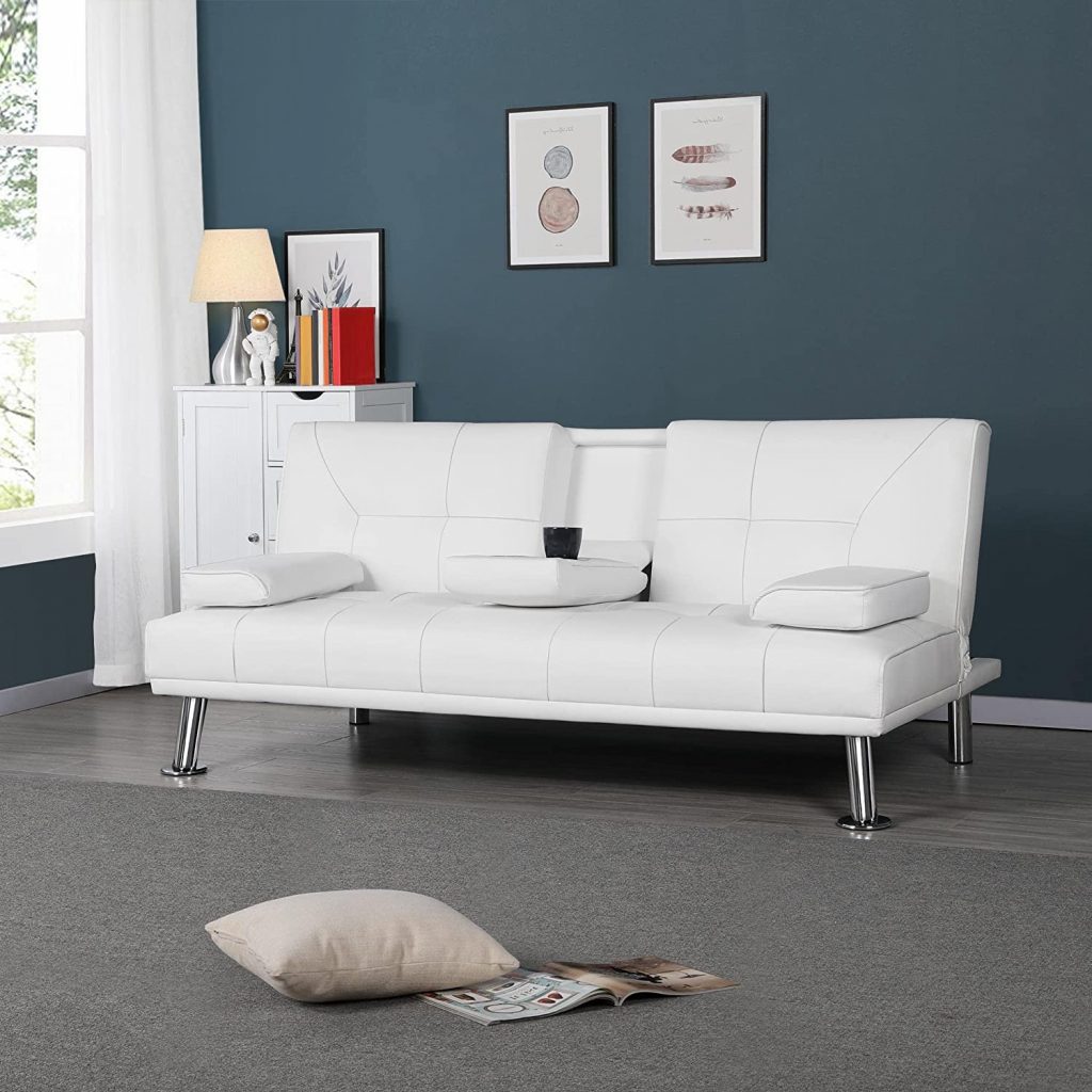 Yaheetech Convertible Sofa in white color