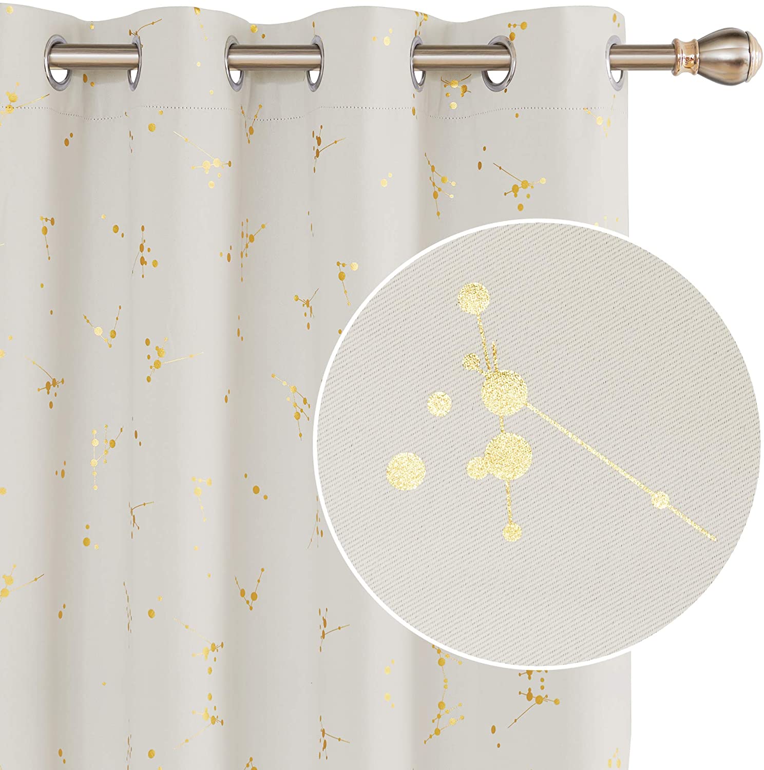7. DECONOVO Constellation Pattern Foil Printed Curtain Closet Curtains