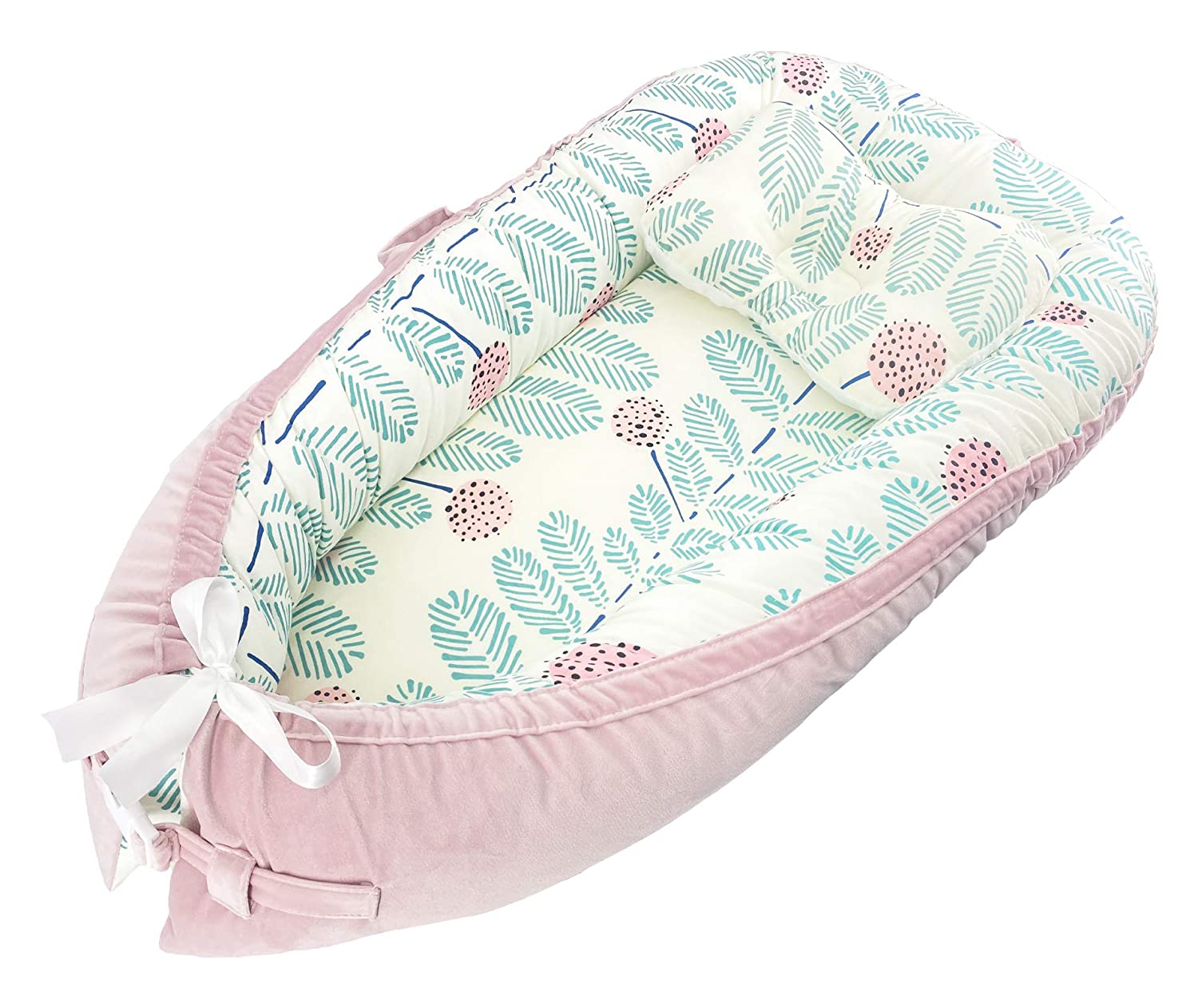 Animals -Portable Infant Lounger Bassinet Perfect for Co-Sleeping -Super Soft & Breathable Newborn Crib with 100% Cotton Hypoallergenic Cover-Suitable from 0-12 Months Adebo Premium Baby Nest 