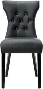 Modway Silhouette Modern Tufted Vegan Leather Upholstered Parsons Dining Chair in Black