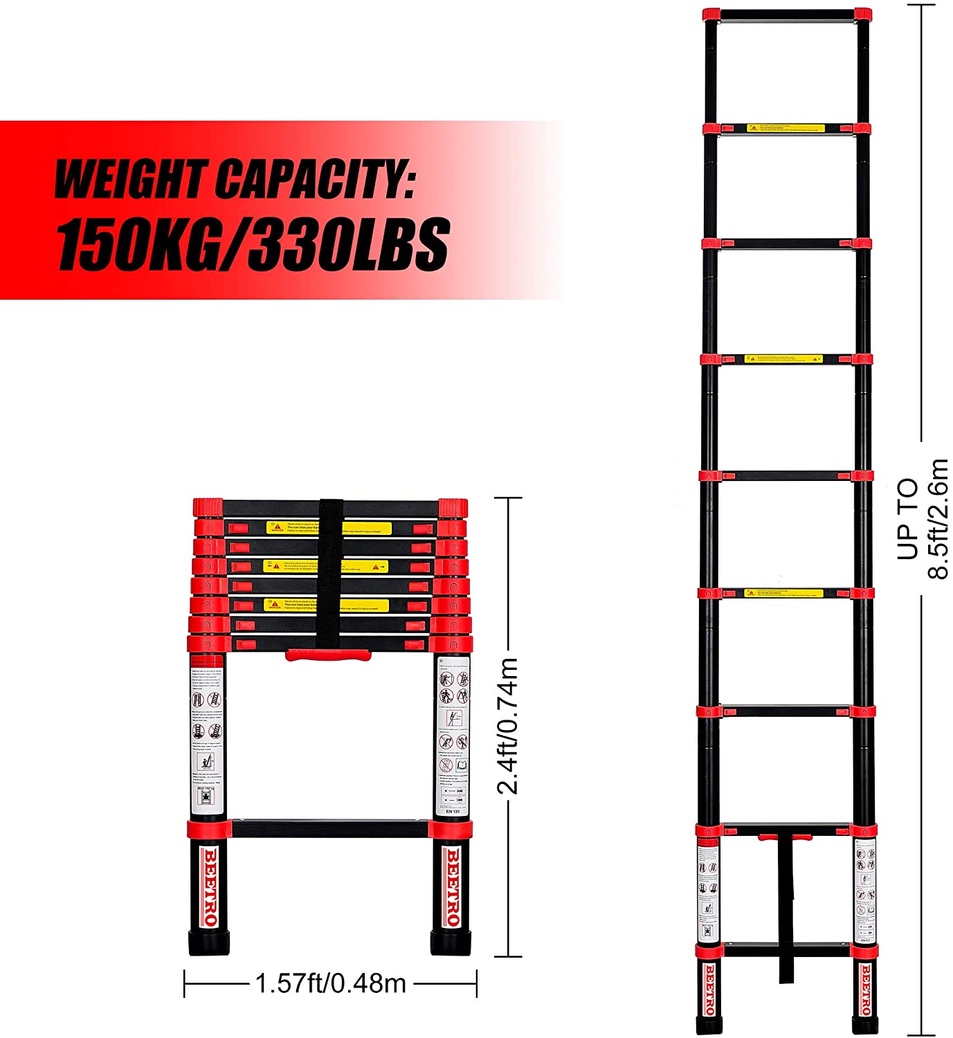 1. BEETRO 8.5 FT Extension Folding Multipurpose Ladder