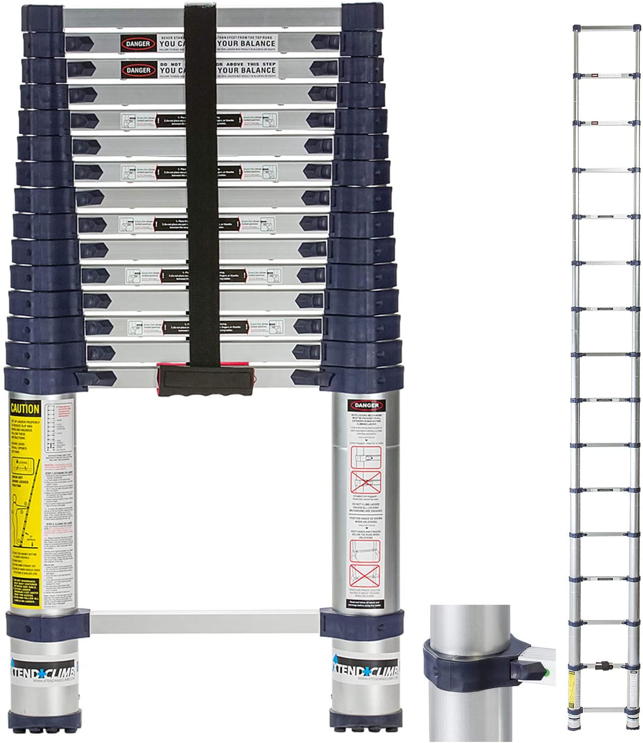 6. HogoR Xtend & Climb Pro Series 785P+ 15.5 FT Telescoping Adjustable Ladder