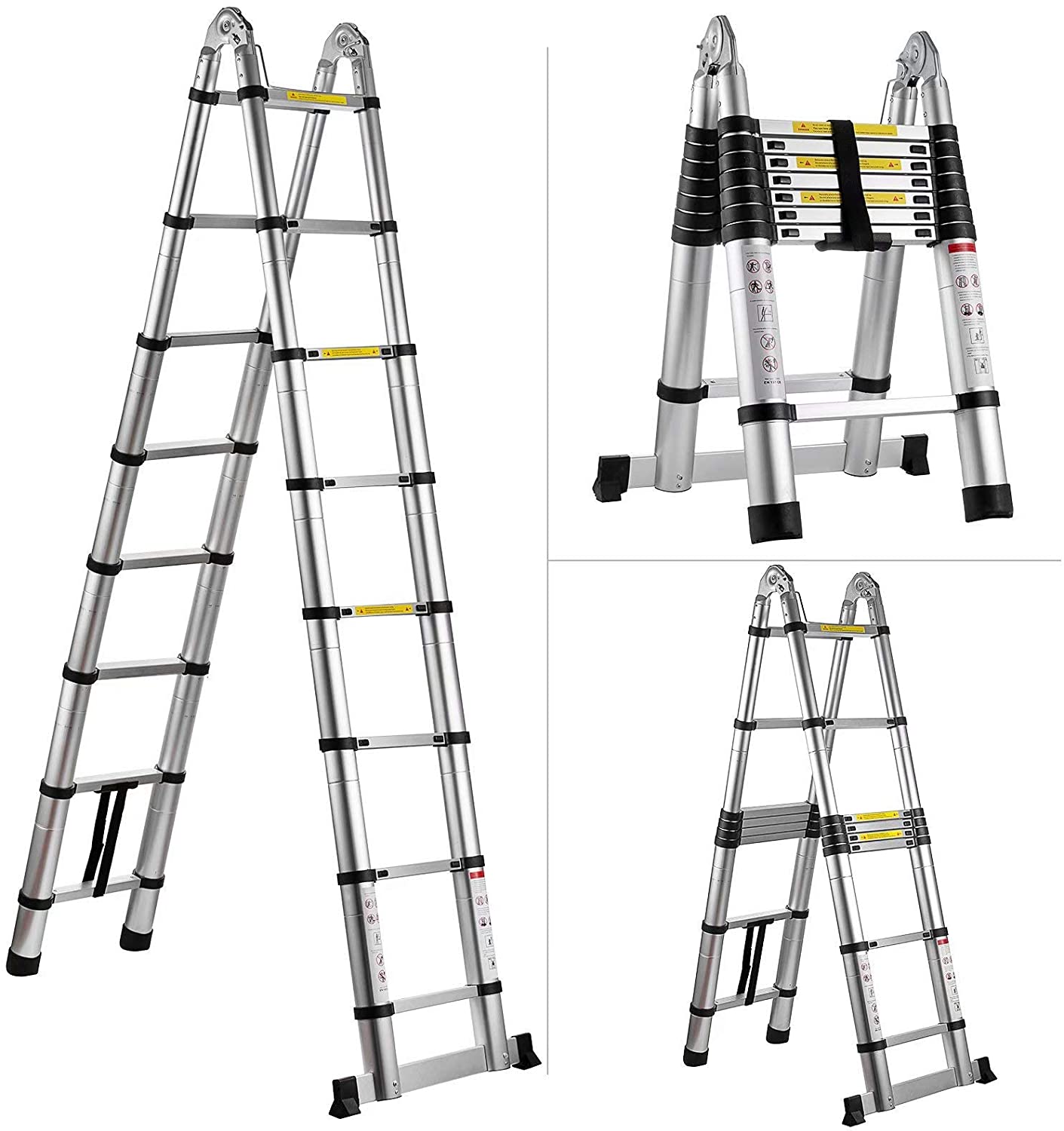 9. HIHONE 16.5 FT Quick Button Retraction Telescopic Extension Ladder