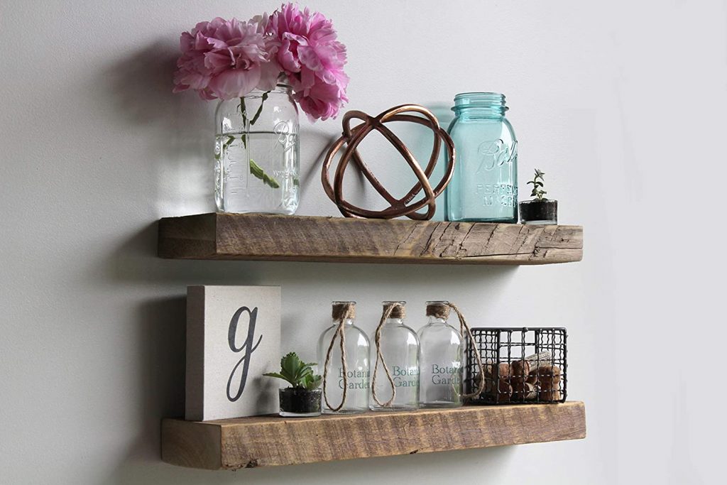 Stained Floating Shelves