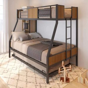 5. Olela Full Metal Bunk Beds with Trundle Bed