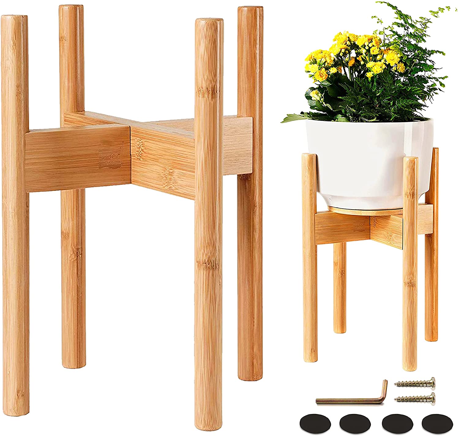 5. ZPirates Bamboo Wood House Plant and Flower Planter Holder