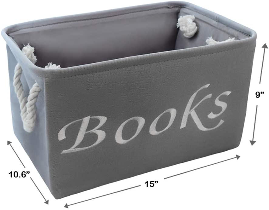 7. Embroidered Tote Bin Storage Book Bins