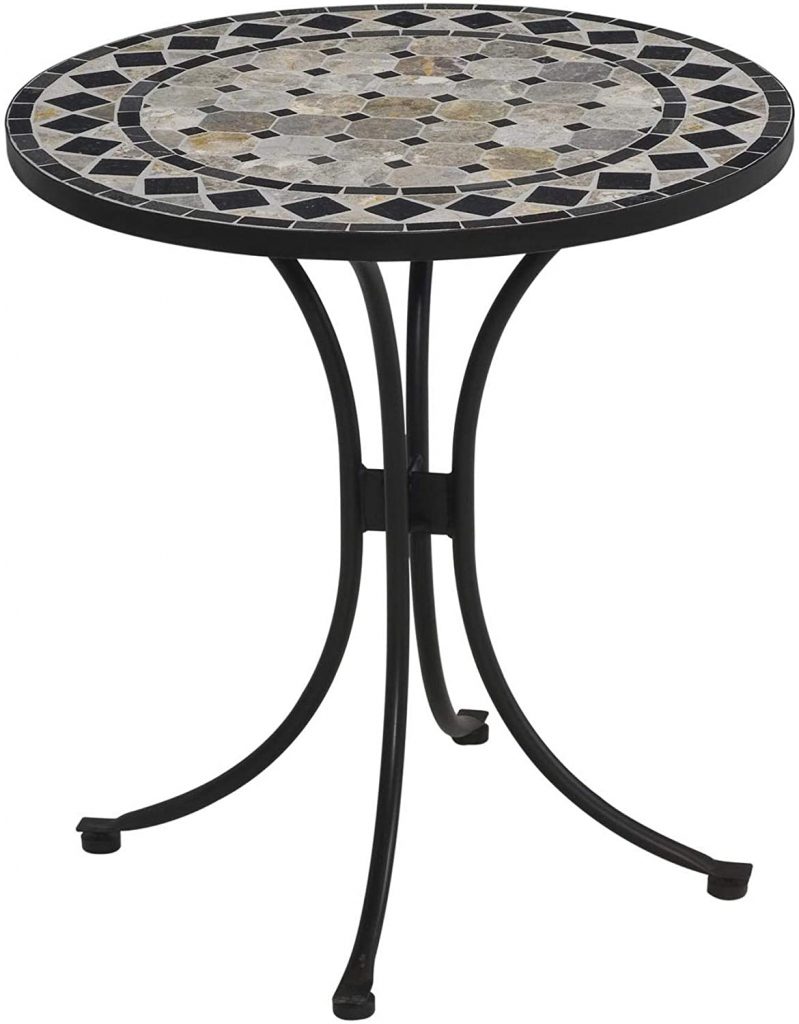 Home Styles Small Outdoor Bistro Table with Marble Tiles Design