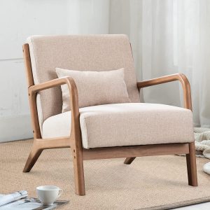 INZOY Mid Century Modern Accent Chair with Wood Frame