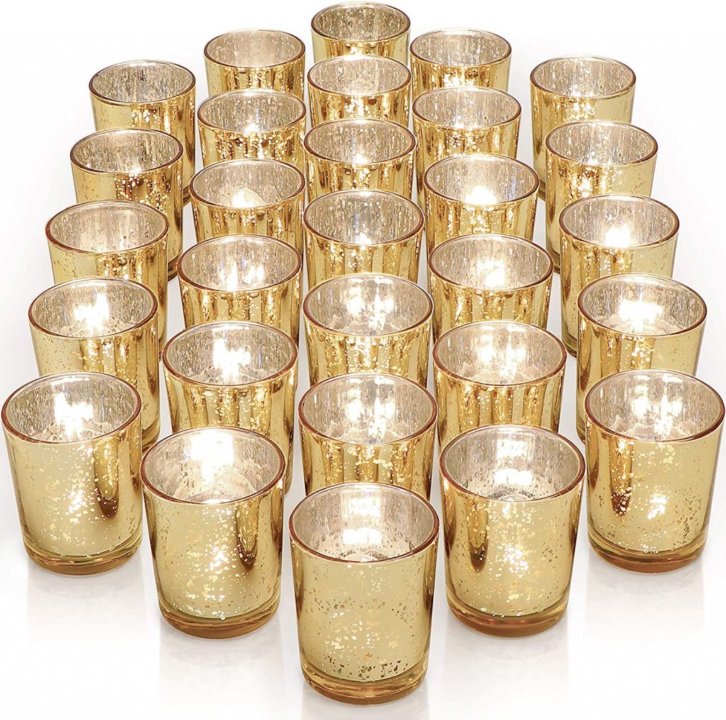 Gold Mercury Glass Candle Holders
