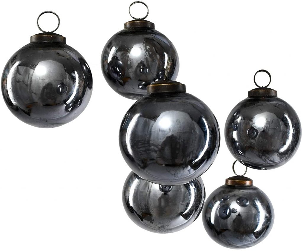 Platinum Mercury Glass Ball Ornaments