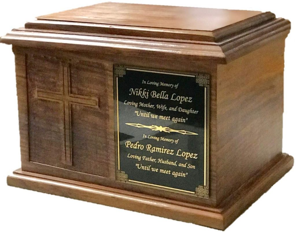 4. Extra Large Cross Wooden Funeral Cremation Ash Urn