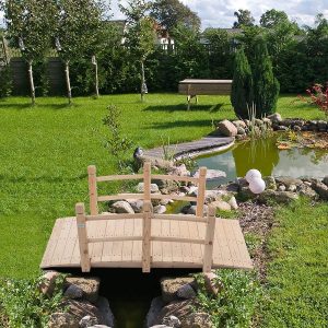 wooden arch for backyard pond