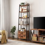 Best Industrial-Style Ladder Bookcase with Drawers