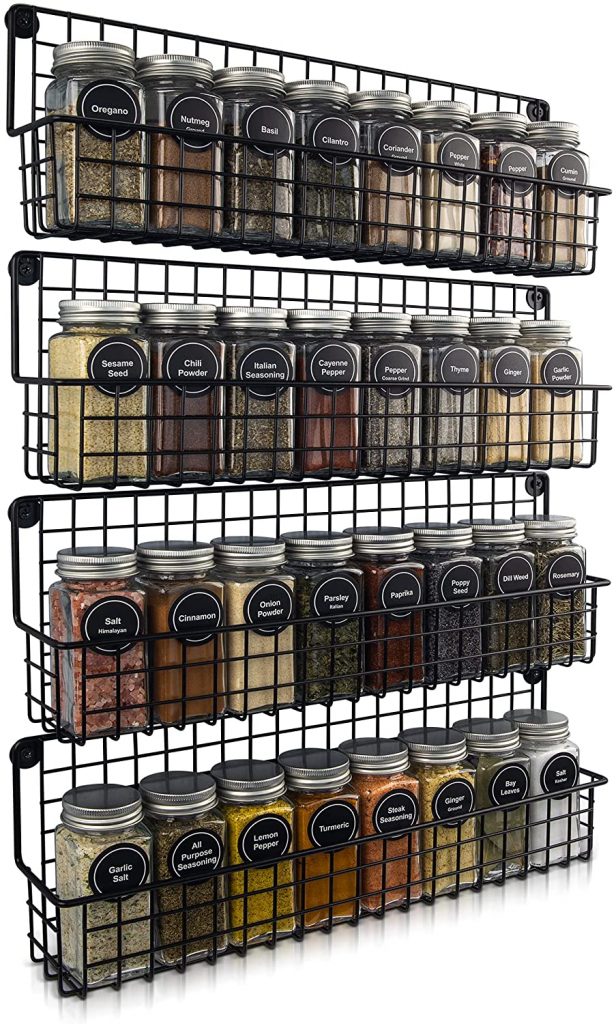Farmhouse Style Hanging Spice Racks For Wall Mount