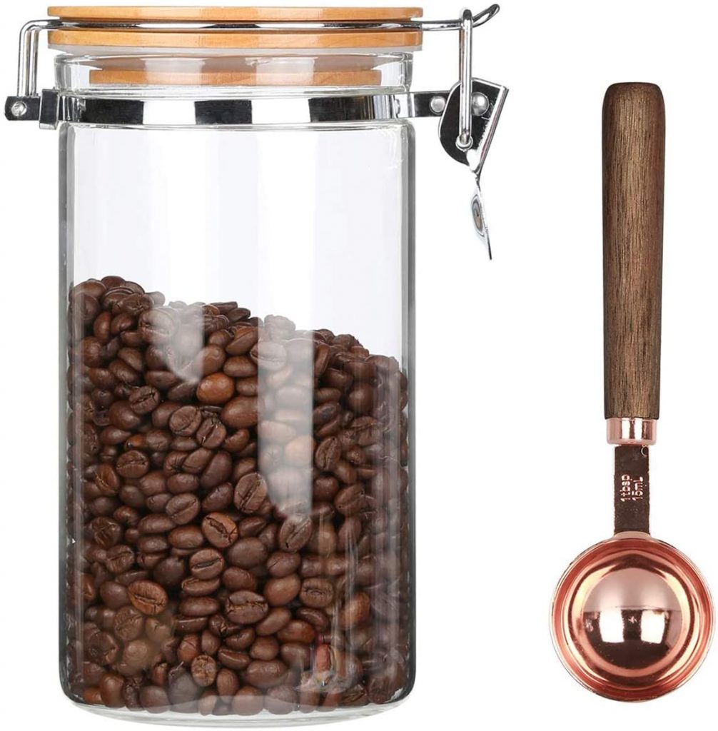 KKC Borosilicate Glass Coffee Bean Storage Container with Airtight Lid