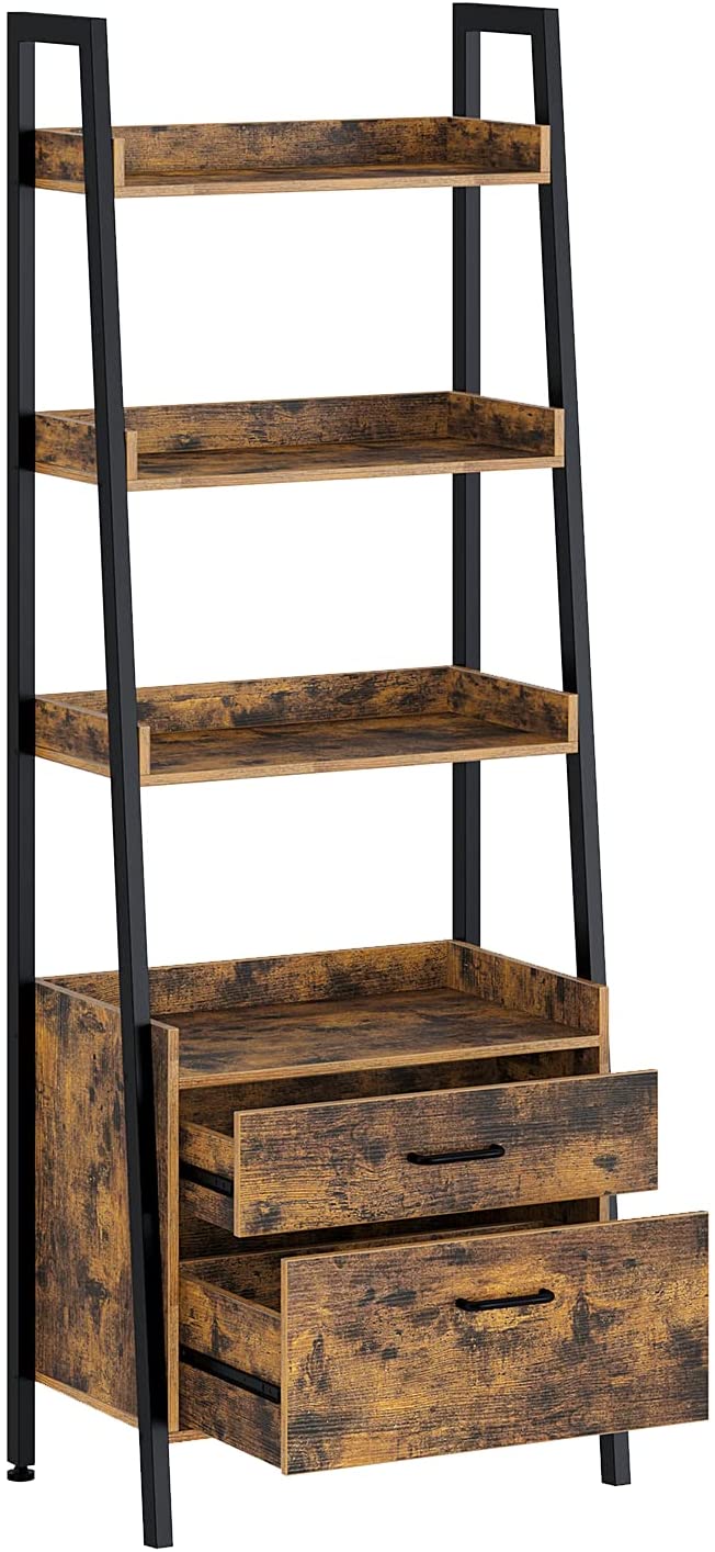 Best IndustrialStyle Ladder Bookcase with Drawers Options Storables