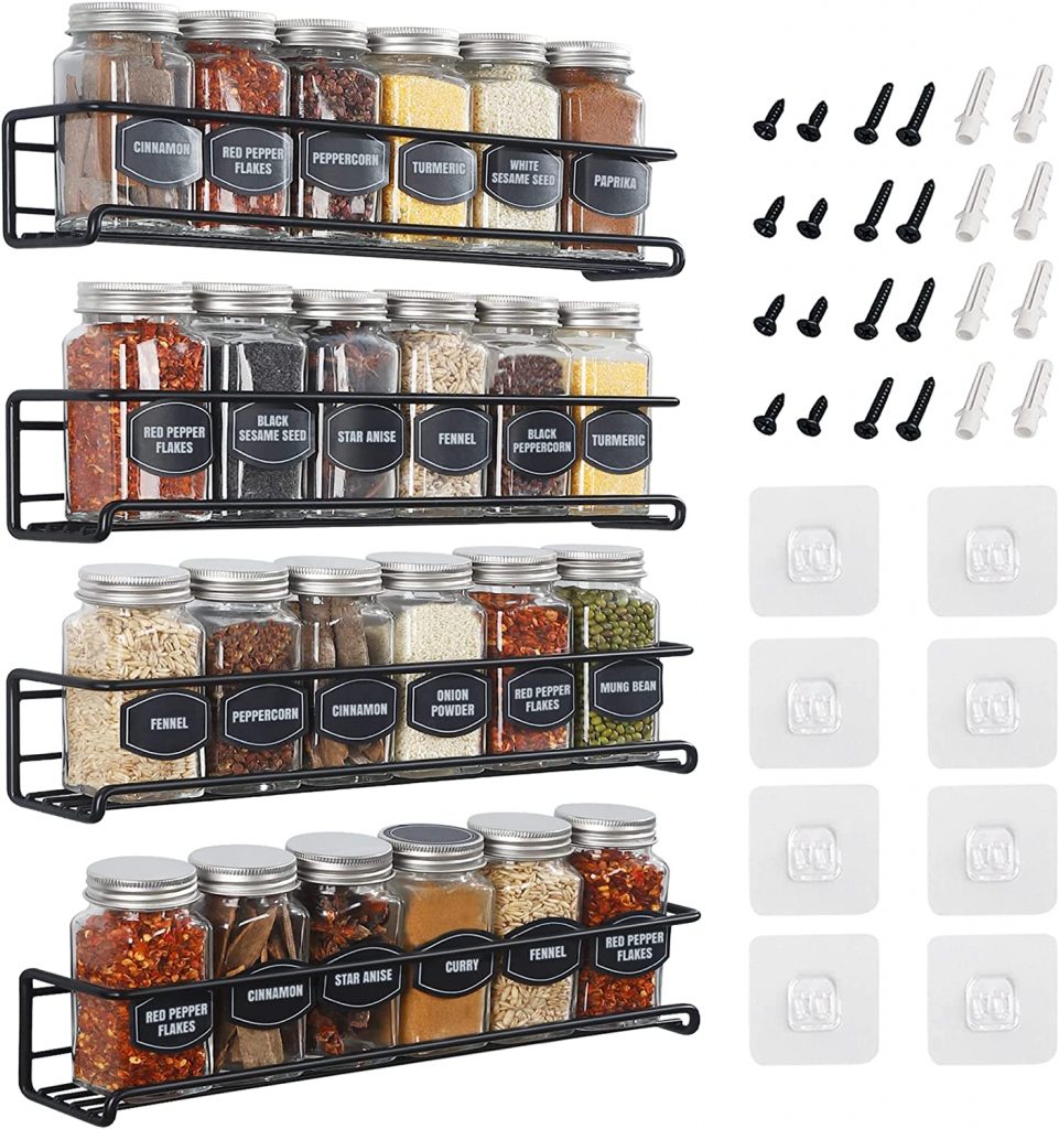 Wall Mount Spice Rack Organizer for Spice Jars and Seasonings