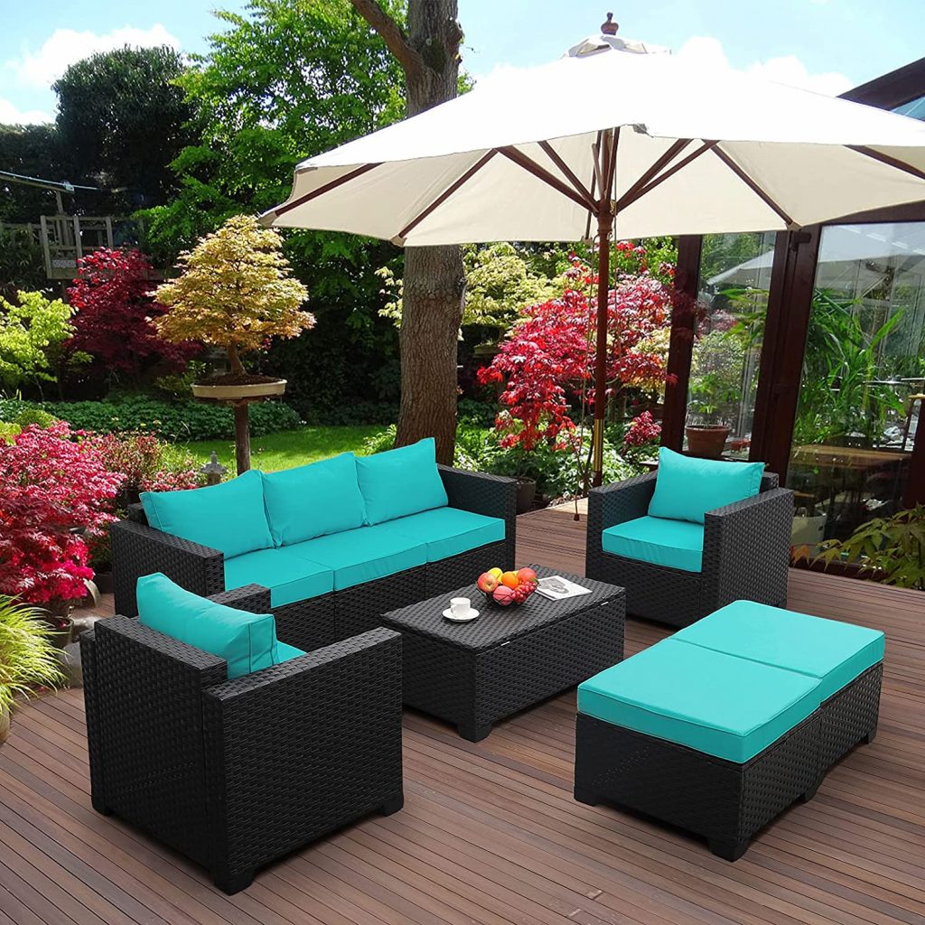 2. Rattaner Patio Wicker Furniture Sectional Chair Sofa Set