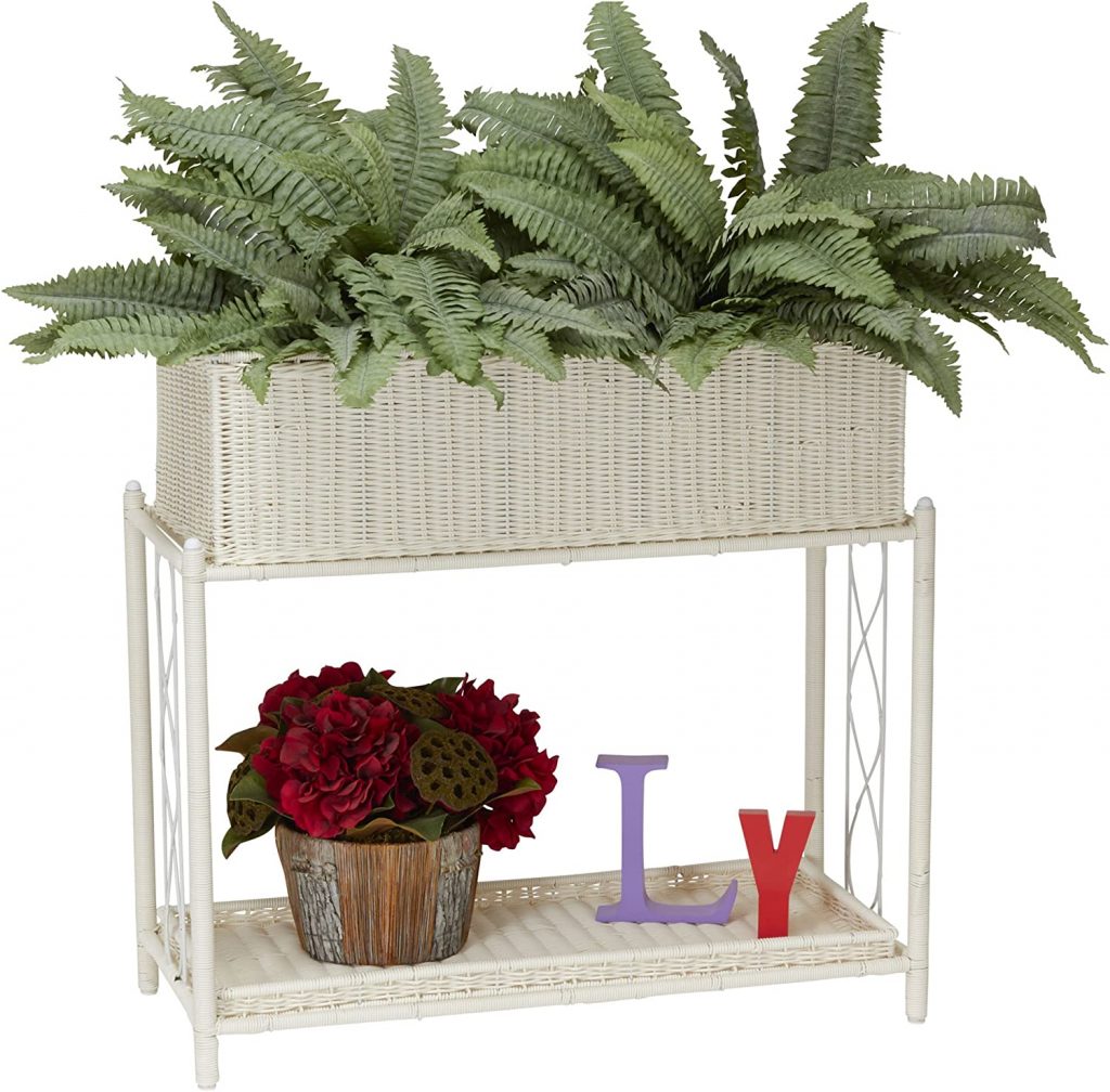4. Household Essentials Indoor Outdoor Resin Wicker Planter Stand