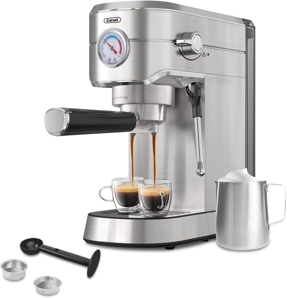 9. Gevi 20 Bar Compact Professional Espresso Coffee Machine with Milk Frother