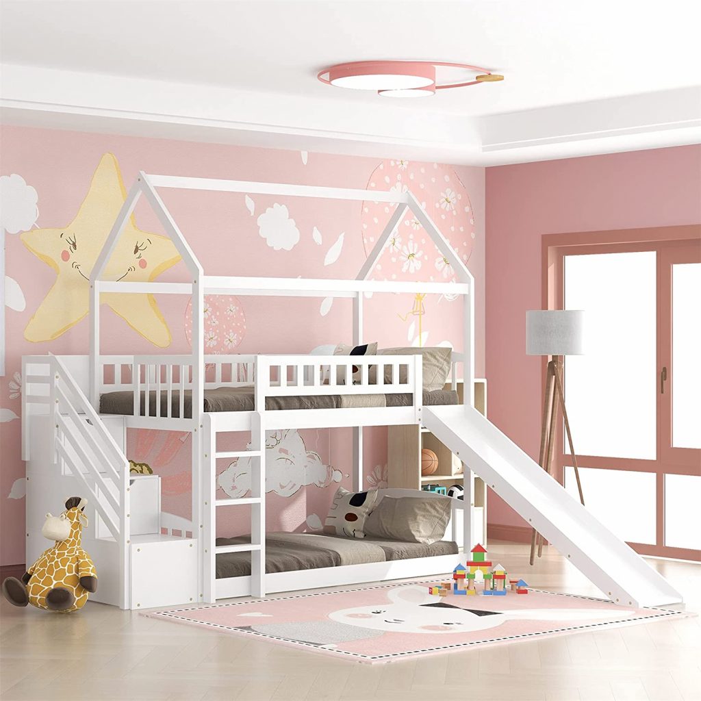 Twin Over Twin Bunk Bed with Slide