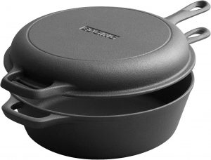 [outdoor plus] 2-In-1 Cast Iron Dutch Oven for Dutch oven vs French oven