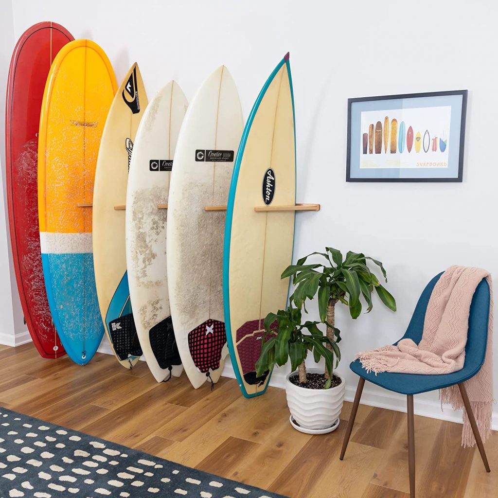 10. StoreYourBoard Vertical Timber Surfboard Wall Rack