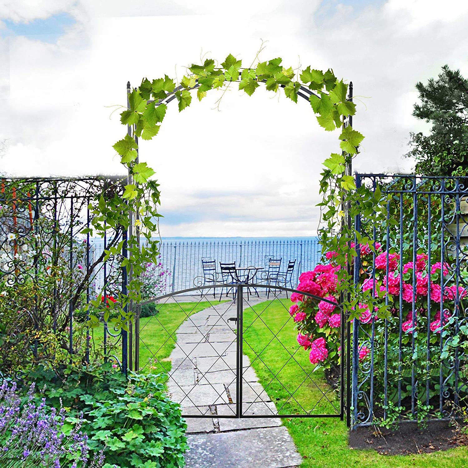 3. Outsunny Metal Garden Arch with Gate