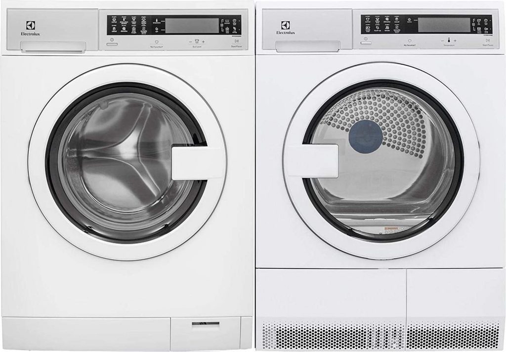 7. Electrolux White Compact Front Load Laundry Pair with Washer and Electric Dryer