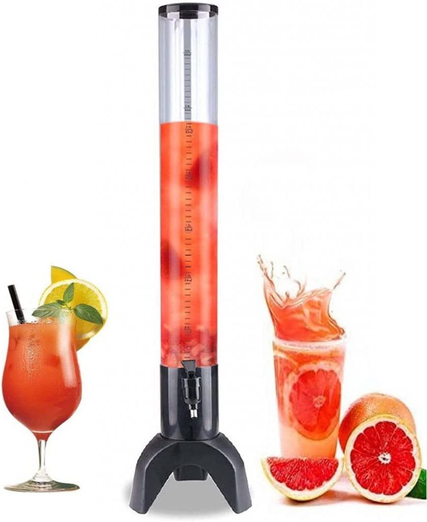 Clear Liquor Tower Dispenser with Removable Ice Tube