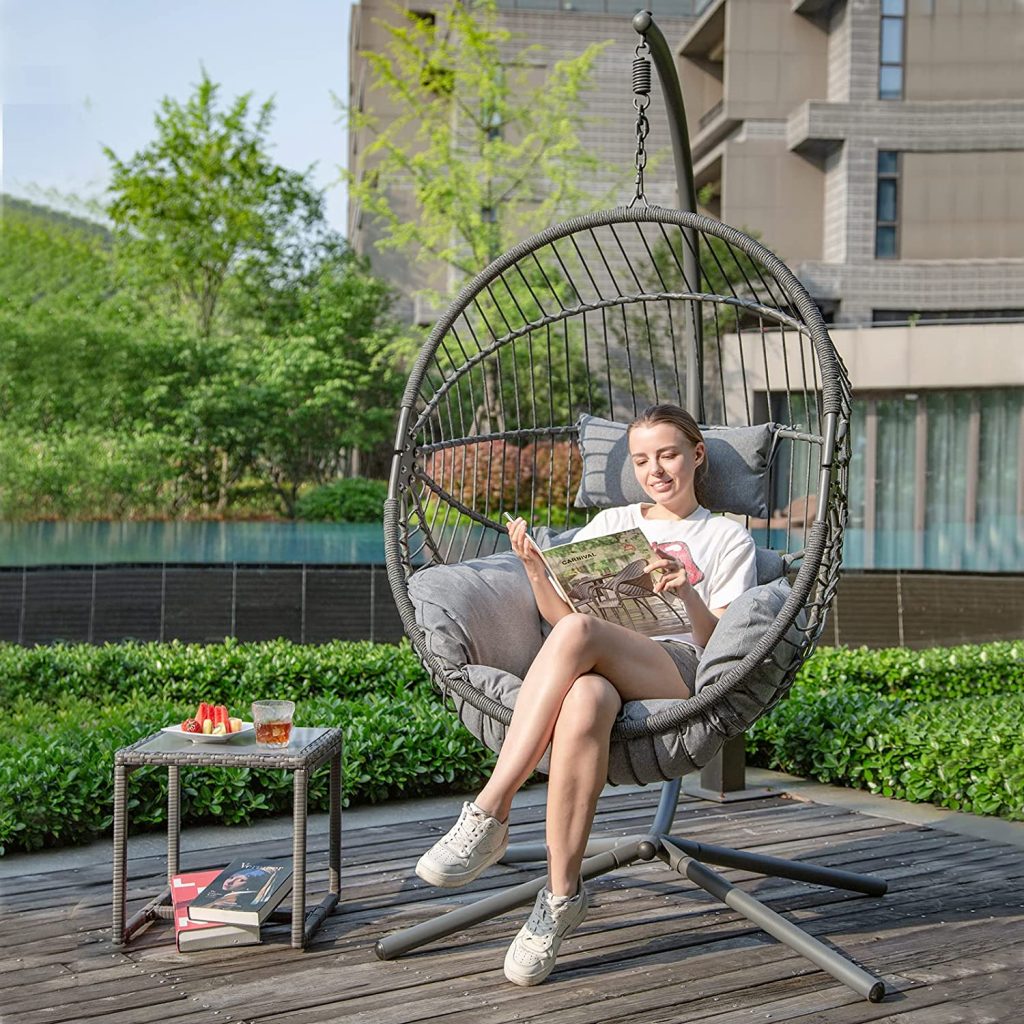 1. Patiorama Indoor Outdoor Egg Swing Chair with Stand