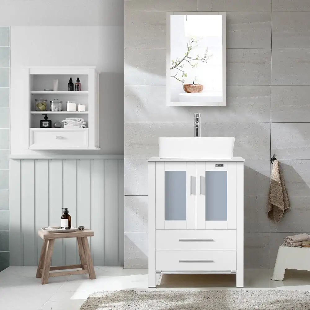 10. Eclife Bathroom Vanity Sink Combo White Cabinet