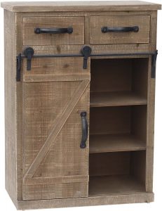 32''H Rustic Barn Door Wood End Table Wood Console Cabinet